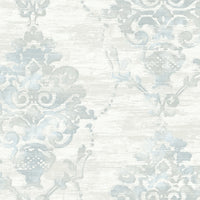 Seabrook Designs Damask Metallic Pearl And Powder Blue Wallpaper FI71008