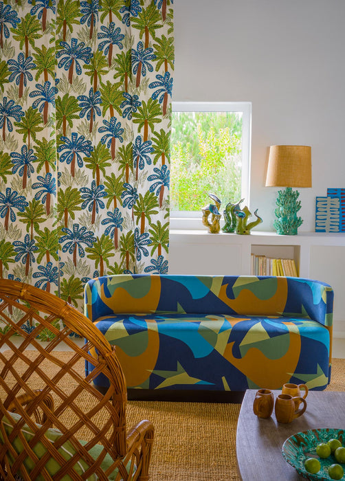 Pierre Frey Tahiti Bleu Vert Fabric Sample F3739001
