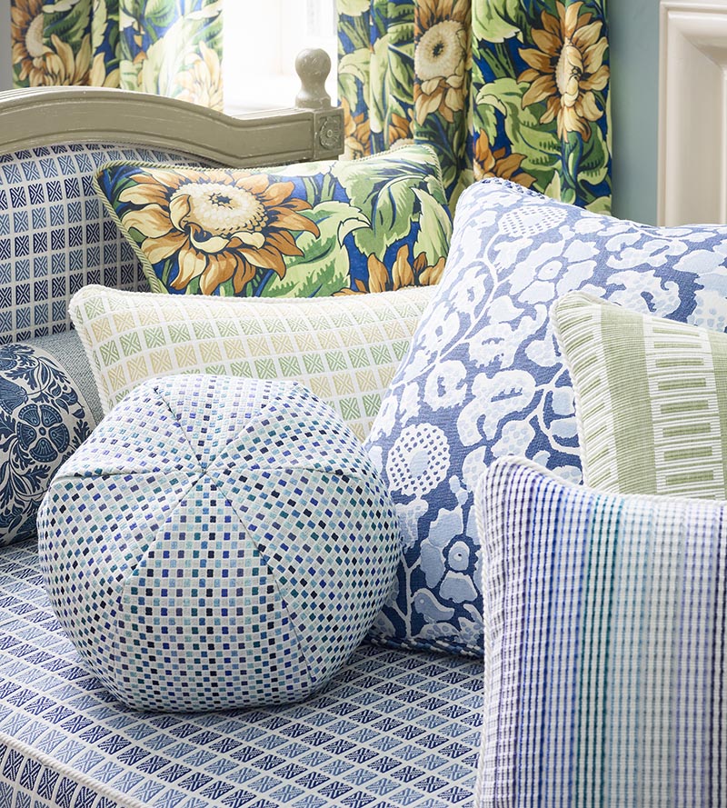 Grey Watkins Sunflower Print Cobalt Fabric GW166310002