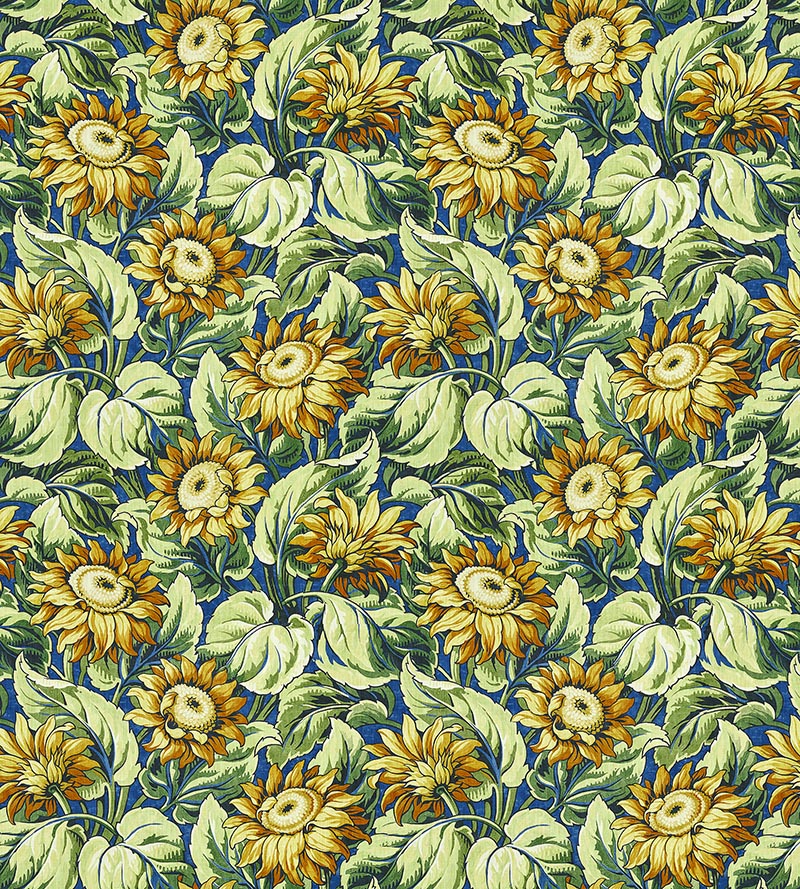 Grey Watkins Sunflower Print Cobalt Fabric GW166310002