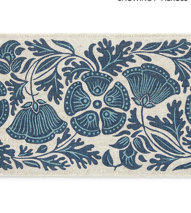 Grey Watkins Gretel Printed Tape Bluebird Fabric Sample GWT33300004