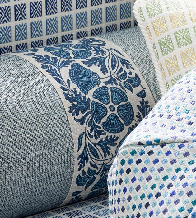 Grey Watkins Gretel Printed Tape Bluebird Fabric Sample GWT33300004