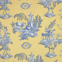 Braquenie L'Oiseleur Bleu Fond Jaune Fabric B727A003