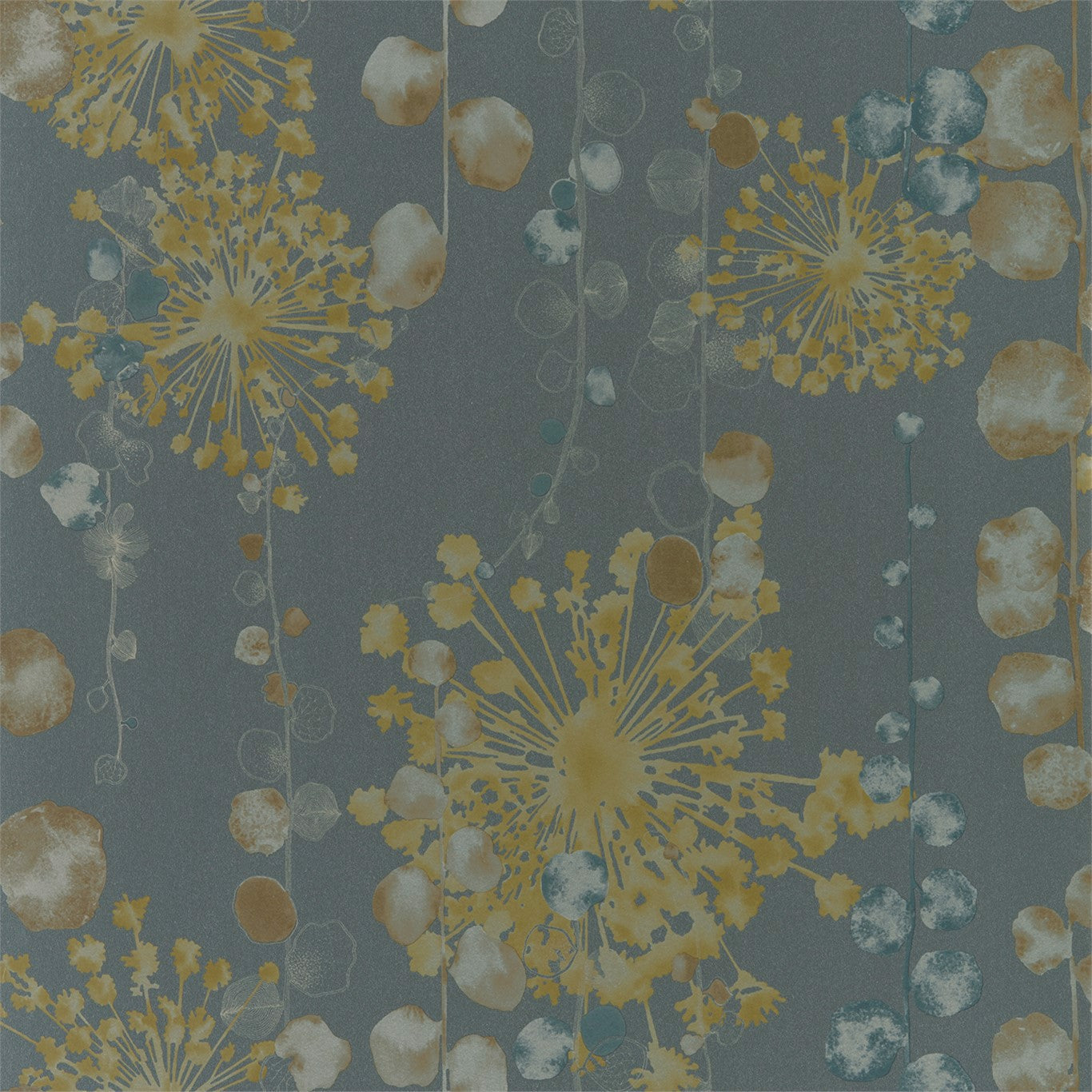 Harlequin Moku Graphite/Mustard Wallpaper Sample HANZ111650