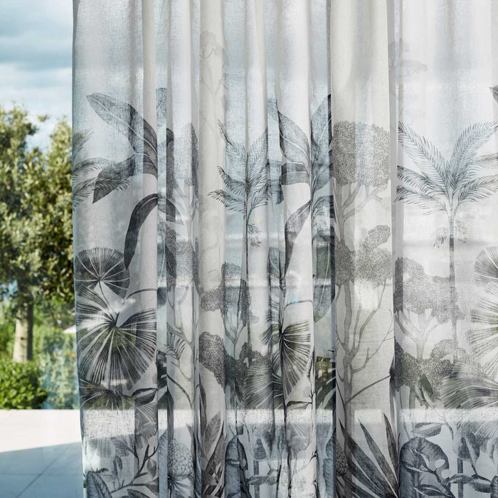 Harlequin Floreana Sheer Black Earth/Tranquility Fabric Sample HCOL133959