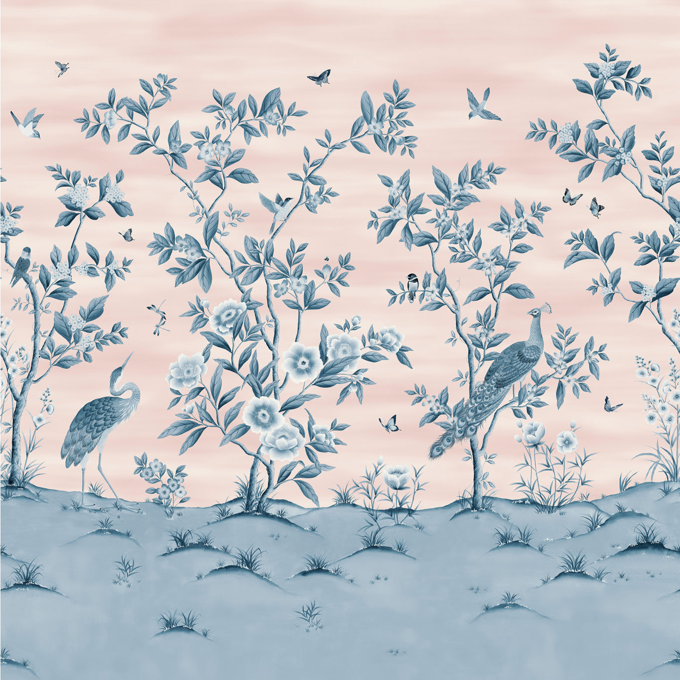 Harlequin Florence Powder/ China Blue Wallpaper Sample HDHW112890
