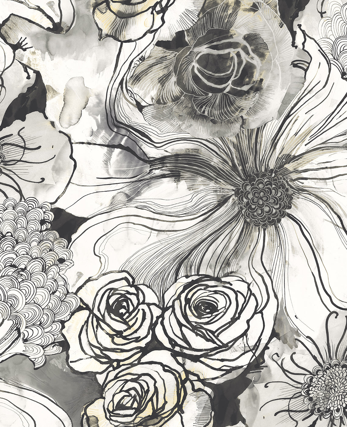 Seabrook Designs Ink Rose Onyx Wallpaper HG10100