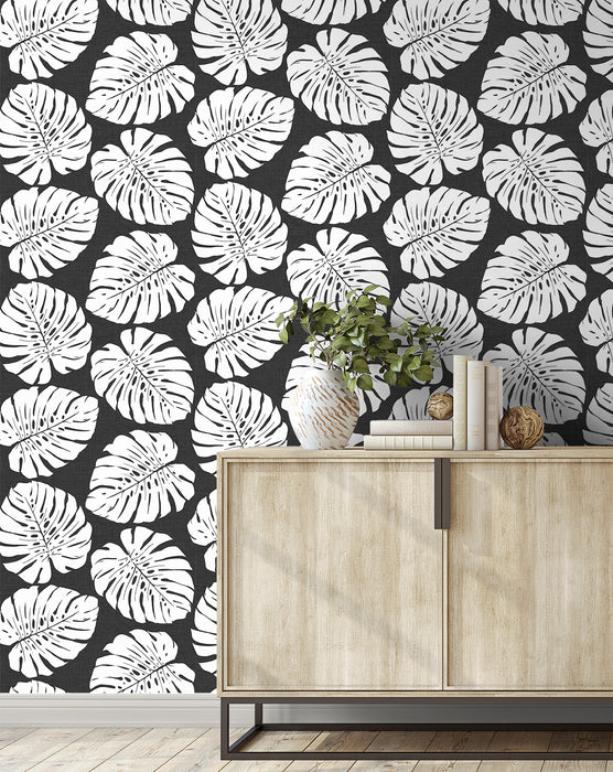 Seabrook Designs Monstera Leaf Shadow Wallpaper Sample HG10500