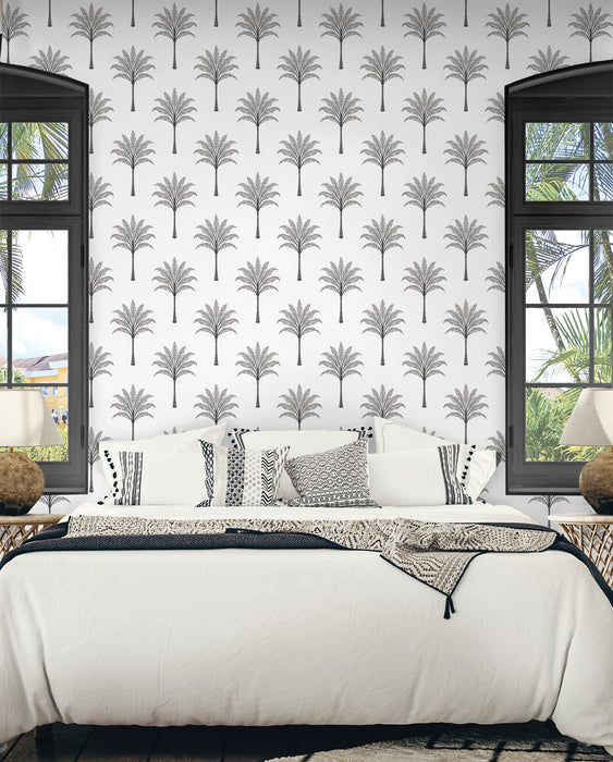Seabrook Designs Montgomery Palm Harbor Grey Wallpaper Sample HG10708