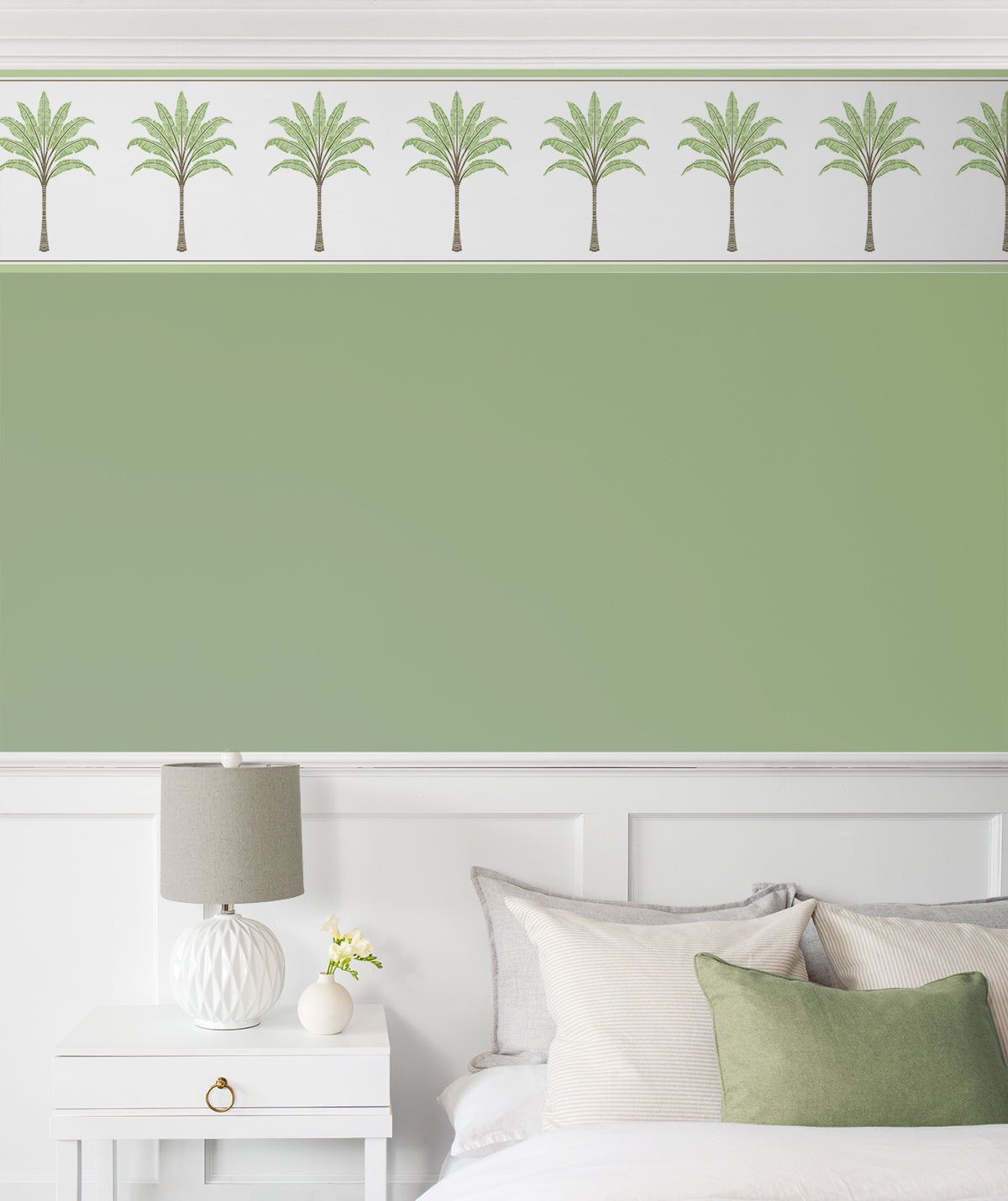 Seabrook Designs Montgomery Palm Border Green Tea Wallpaper HG10804B