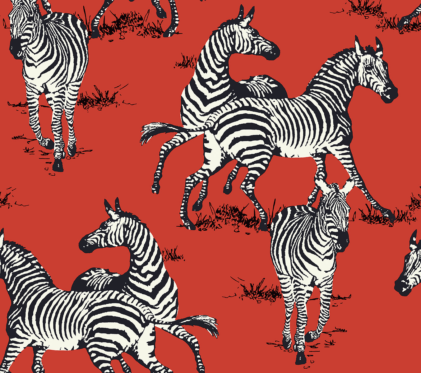 Seabrook Designs Playful Zebras Red Wallpaper HG11101