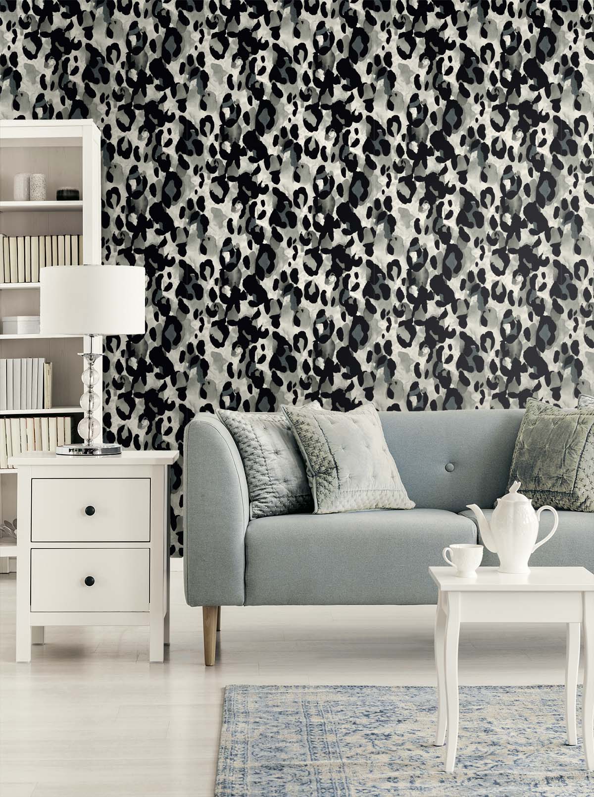 Seabrook Designs Leopard Print Anchored Grey Wallpaper HG11400