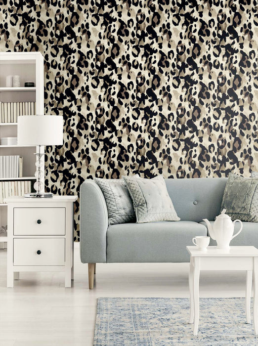 Seabrook Designs Leopard Print Kirsea Taupe Wallpaper Sample HG11405
