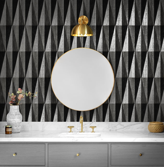 Seabrook Designs Pieced Diamonds Charcoal Wallpaper Sample HG11500