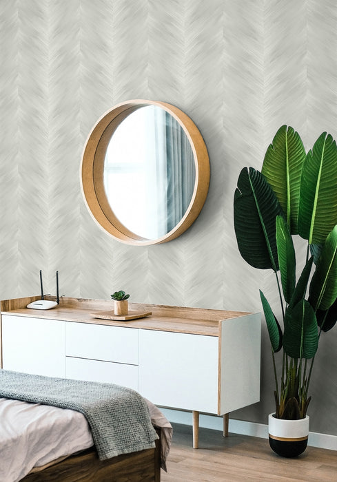 Seabrook Designs Washed Chevron Daydream Grey Wallpaper Sample HG11708
