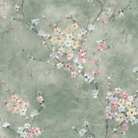 Seabrook Designs Floral Blossom Green Smoke Wallpaper HG11804