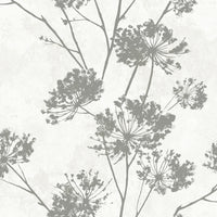 Seabrook Designs Dandelion Floral Metallic Silver Wallpaper HG12108