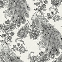 Seabrook Designs Peacock Ivory & Ebony Wallpaper HG12200
