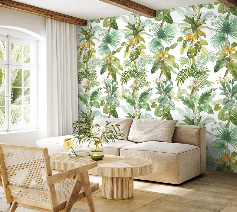 Seabrook Designs Tropical Leaf Trail Mural Greenery Wallpaper Sample HG12304M