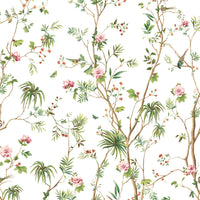 Seabrook Designs Blooming Chinoiserie Mural Fern & Rosebud Wallpaper HG12404M