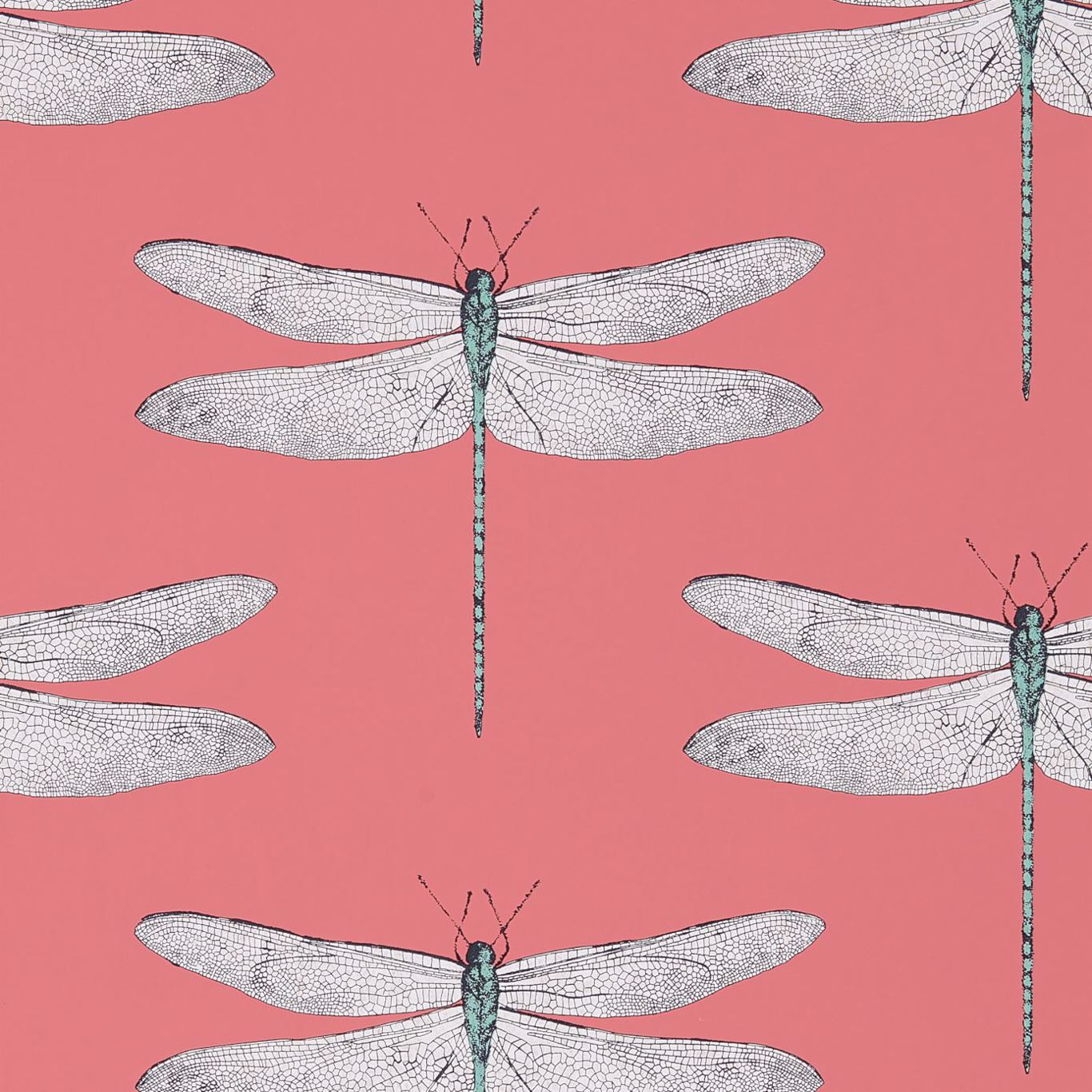 Harlequin Demoiselle Coral/Mint Wallpaper Sample HGAT111245