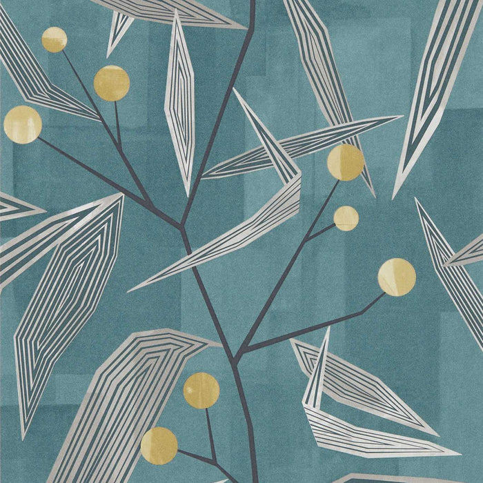 Harlequin Entity Teal/Linden Wallpaper Sample HGEO111691