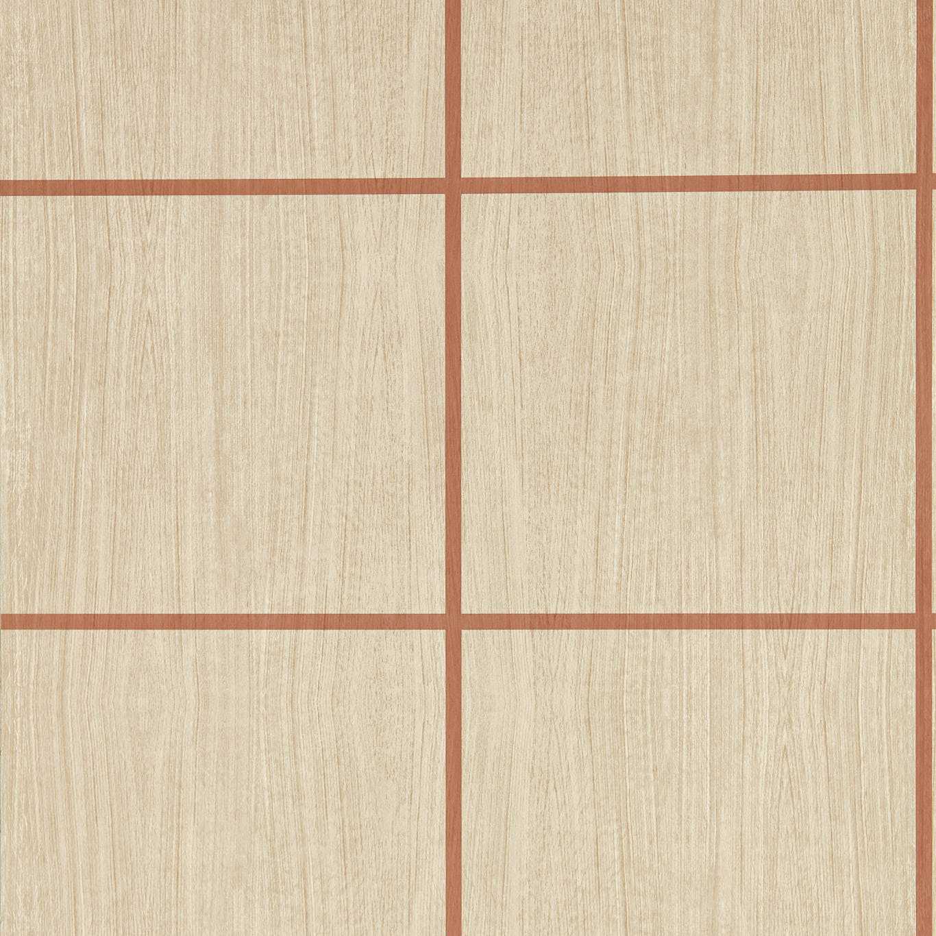 Harlequin Wood Blocks Oak/Terracotta Gloss Wallpaper Sample HKAW113200