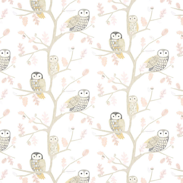 Harlequin Little Owls Powder Wallpaper Sample HLTF112628