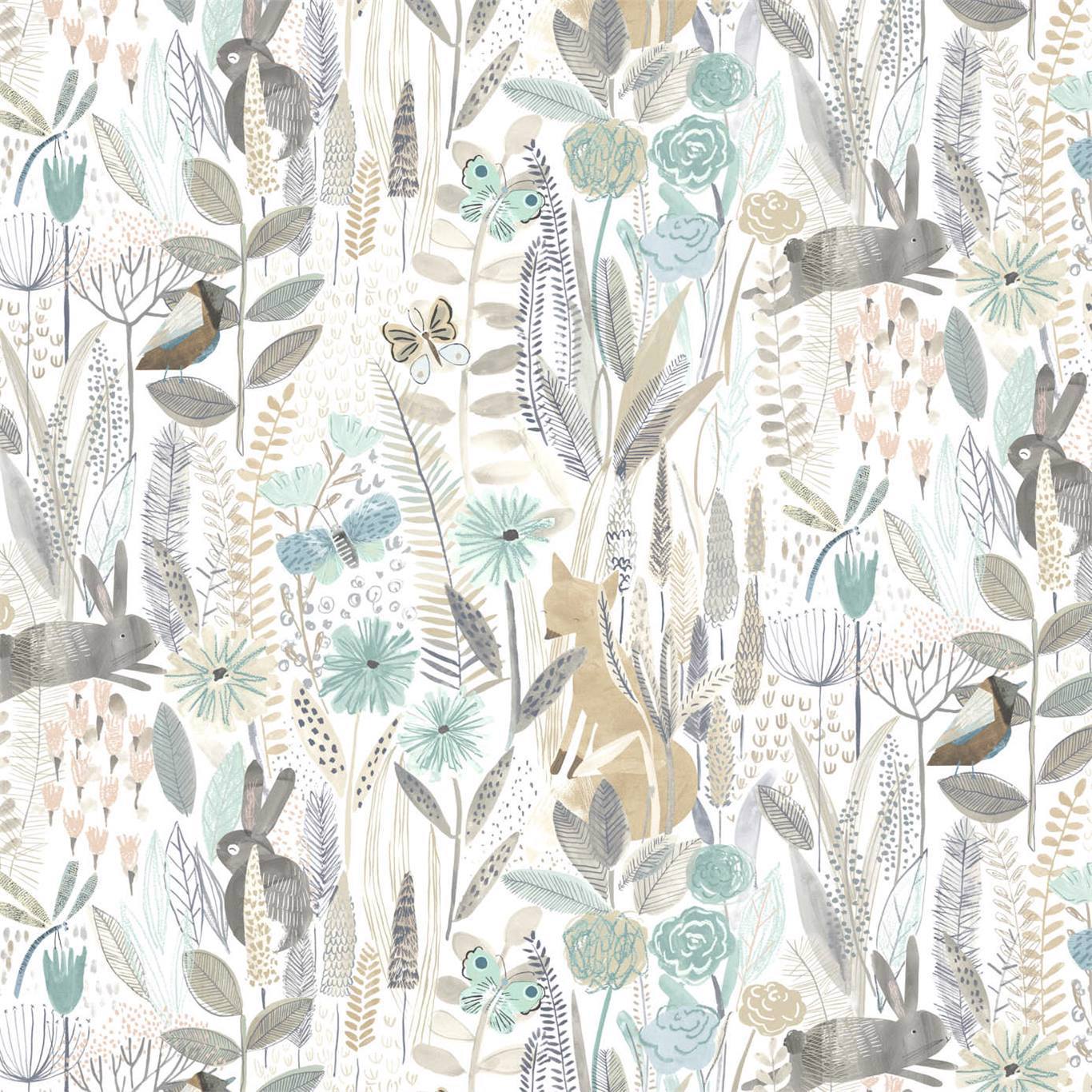 Harlequin Hide And Seek Linen/Duck Egg/Stone 112634 Wallpaper Sample HLTF112634