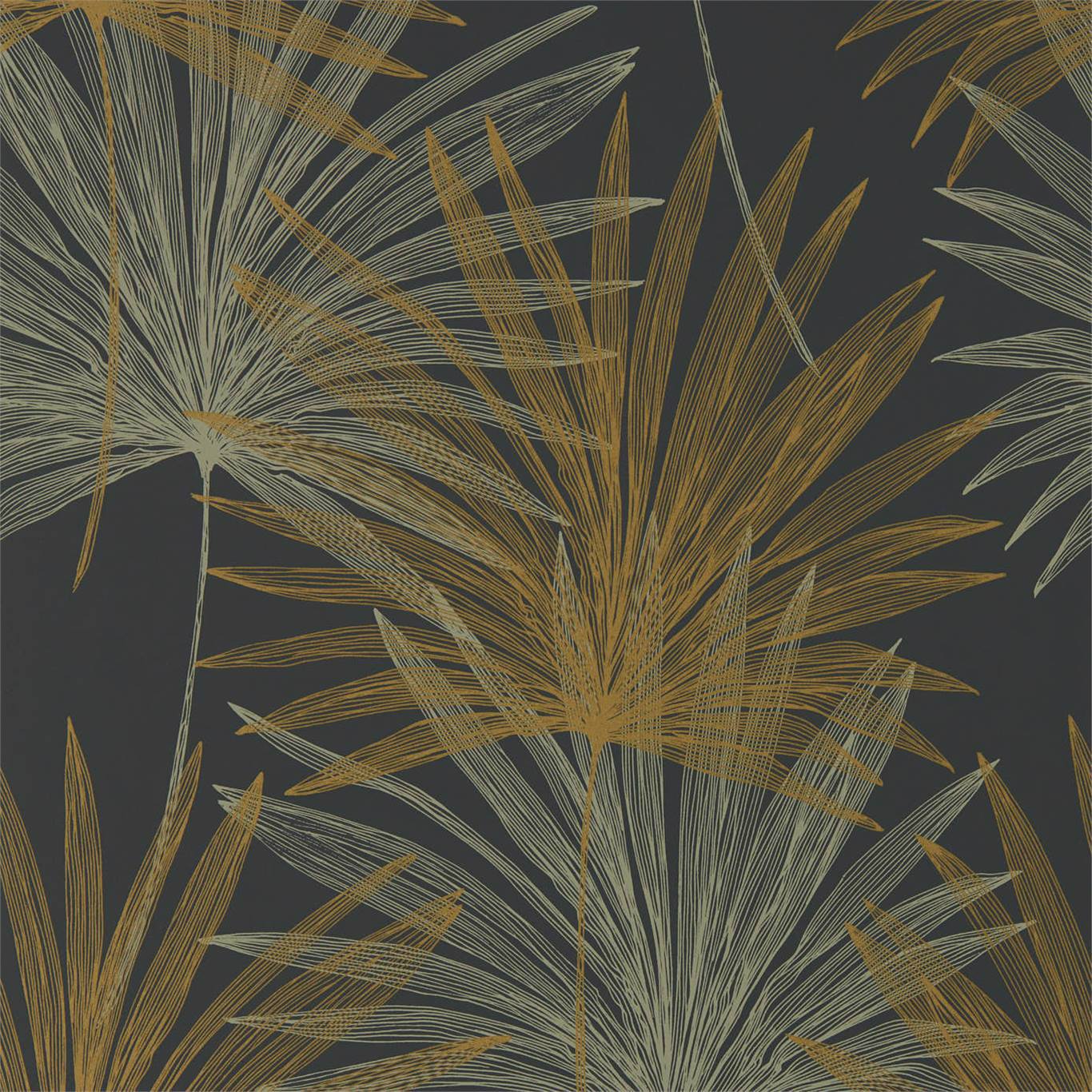 Harlequin Mitende Jet/Gold Wallpaper Sample HMIW112227