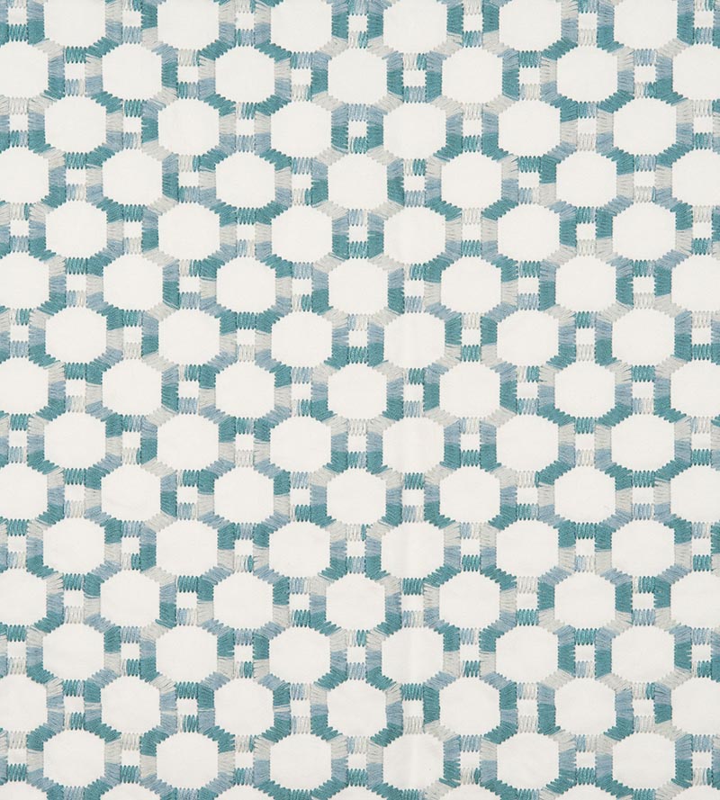 Hinson Island Trellis Aqua Fabric Sample HN420140006