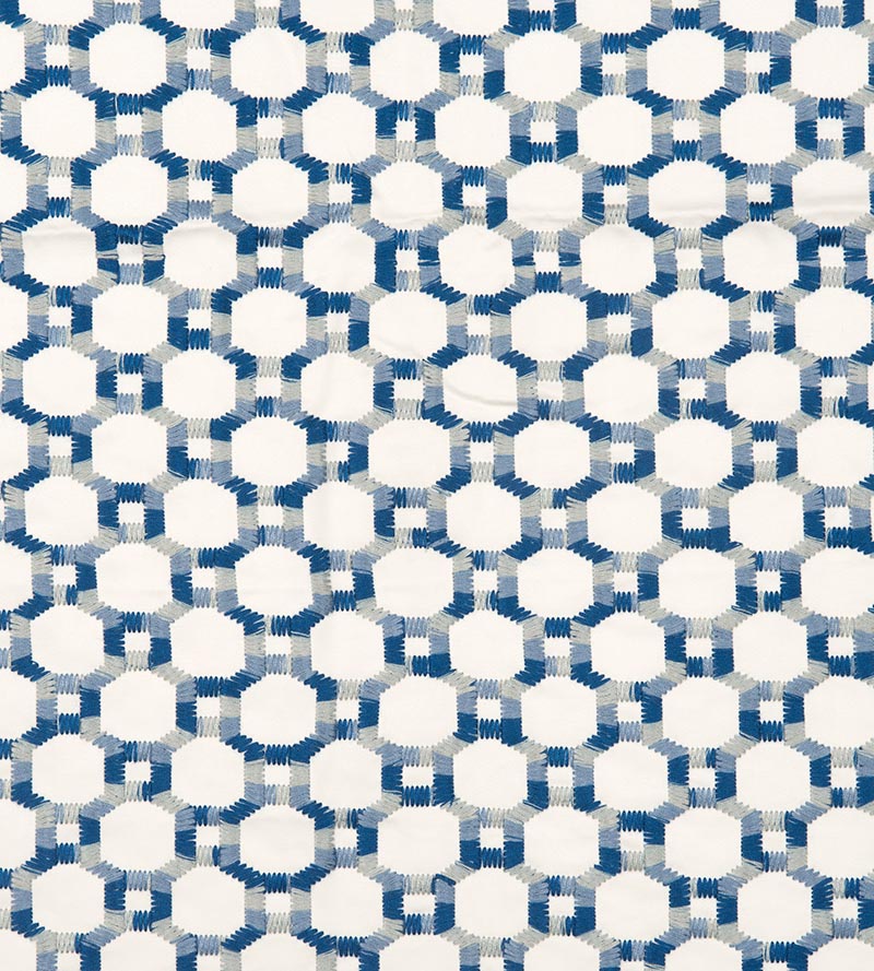 Hinson Island Trellis Blue Fabric Sample HN420140007