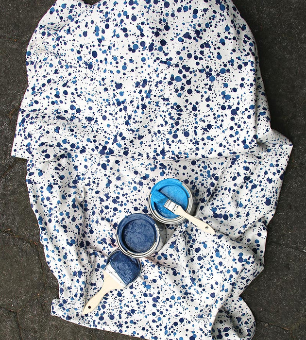 Hinson Spatter Cotton Print Navy On White Fabric HNF0153000N
