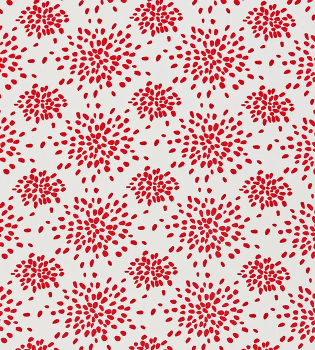 Hinson Fireworks Cotton Print Red On White Fabric Sample HNF1020000R