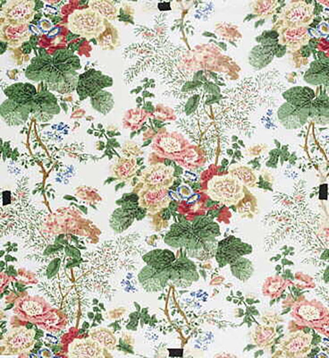 Lee Jofa Hollyhock Hdb White/Coral Fabric Sample HOLLYHOCK HAND.WHITEC.0
