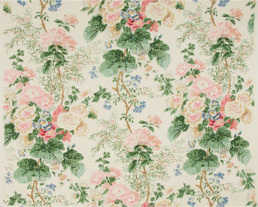 Lee Jofa Hollyhock Hdb White/Coral Fabric Sample HOLLYHOCK HAND.WHT-COR.0