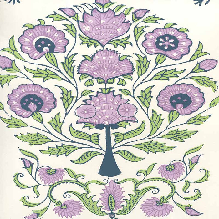 Home Couture Kalamkari All Over Lavender Green Navy Wallpaper Sample HP2015-04AWP