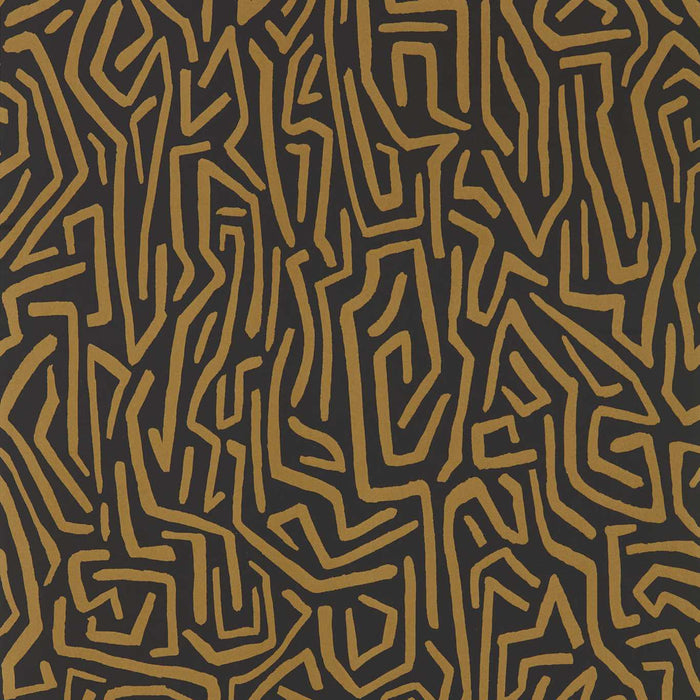 Harlequin Melodic Gold/Black Earth Wallpaper Sample HQN2112829