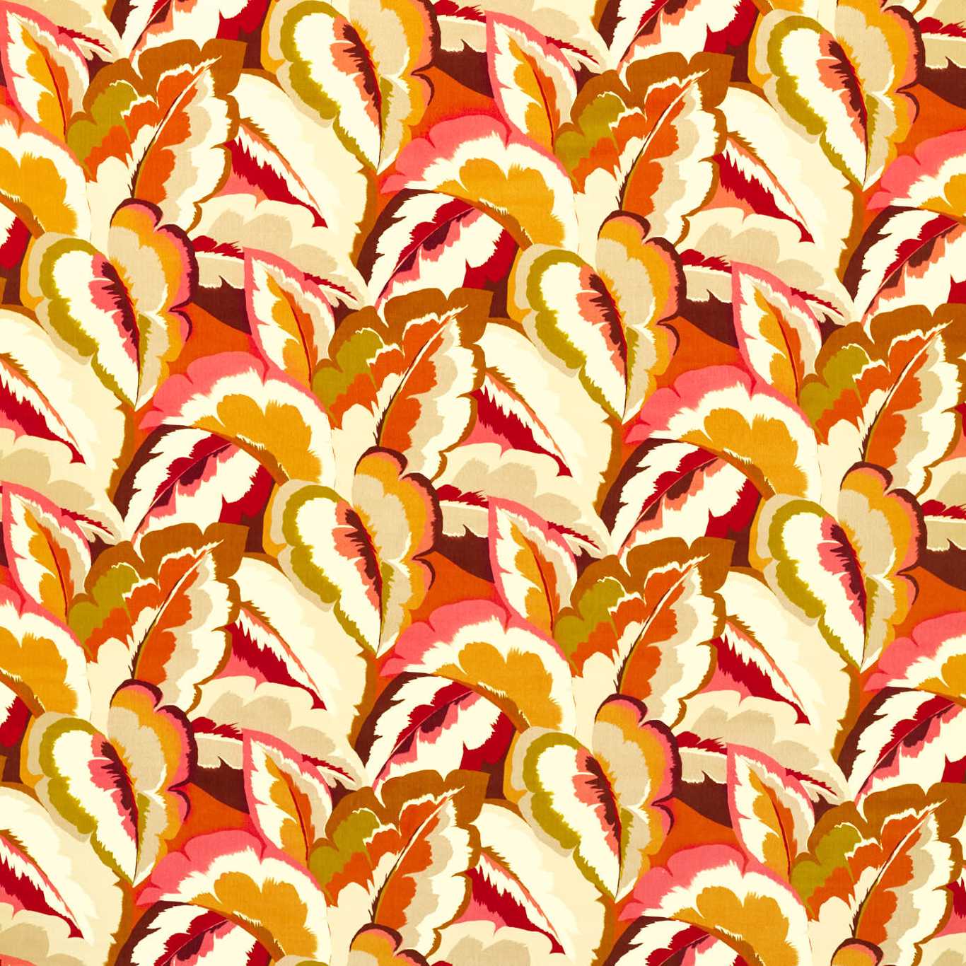 Harlequin Calathea Amber Light/Brazilian Rosewood/Pomegranate/Shiitake Fabric Sample HQN3121136
