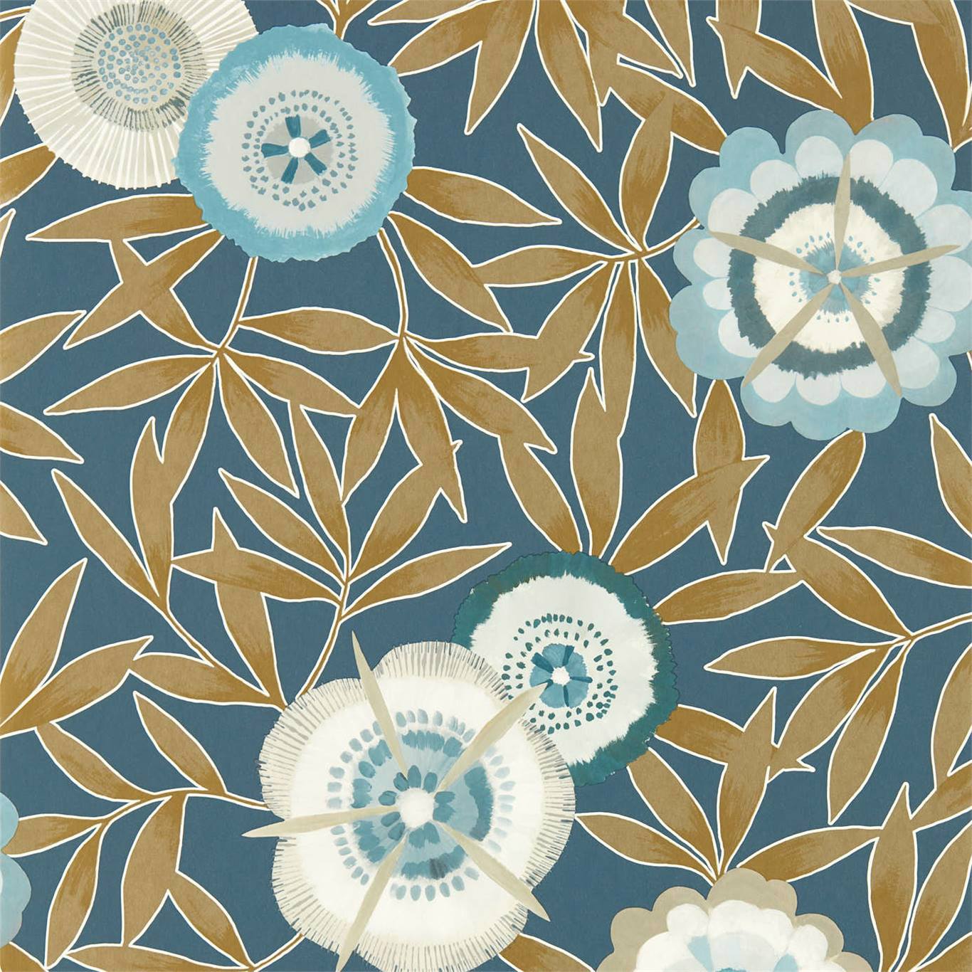 Harlequin Komovi Midnight/Gold Wallpaper Sample HSAW112160