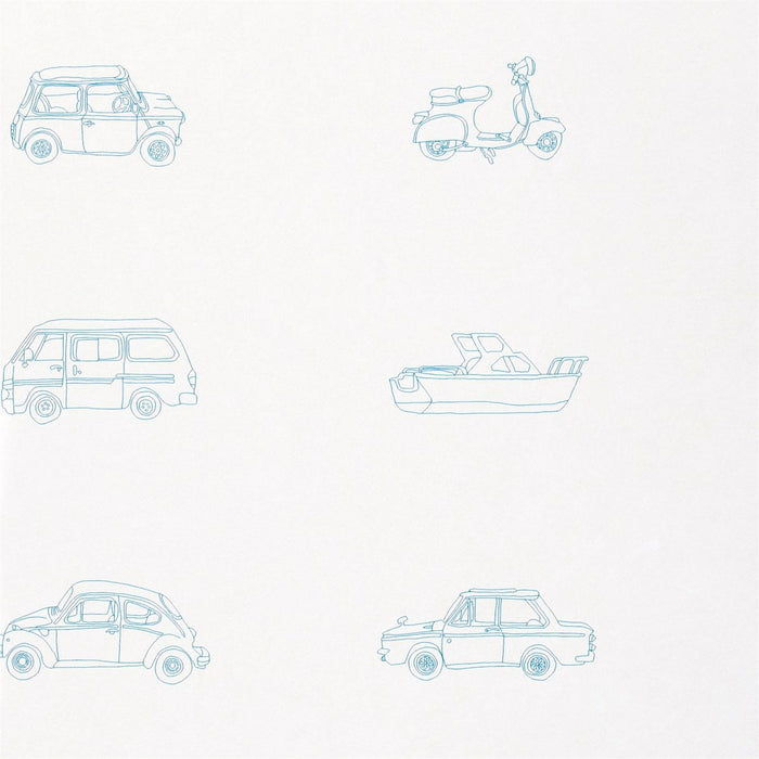 Harlequin Go Go Retro Aqua and White Wallpaper Sample HWO70504