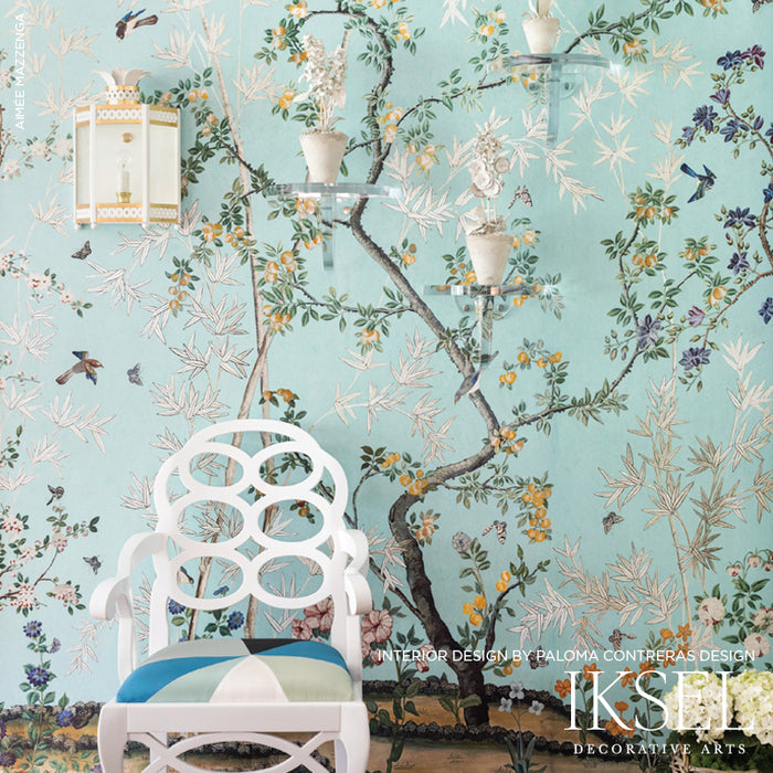Schumacher Eastern Eden Turquoise Wallpaper Sample IK2500