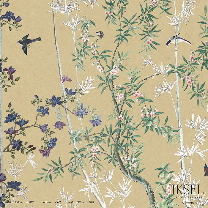 Schumacher Eastern Eden Yellow Wallpaper Sample IK2501