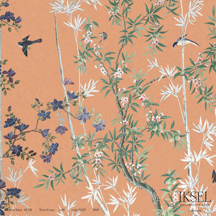Schumacher Eastern Eden Terra Cotta Wallpaper Sample IK2504