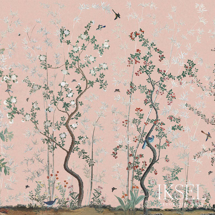 Schumacher Eastern Eden Pale Rose Wallpaper Sample IK2505