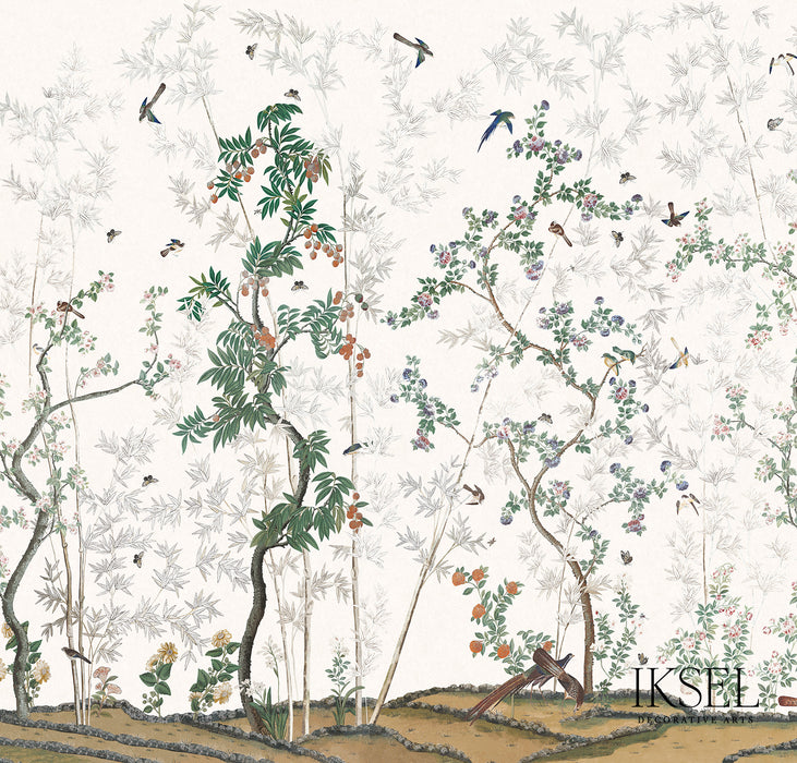 Schumacher Eastern Eden Alabaster Wallpaper Sample IK2506