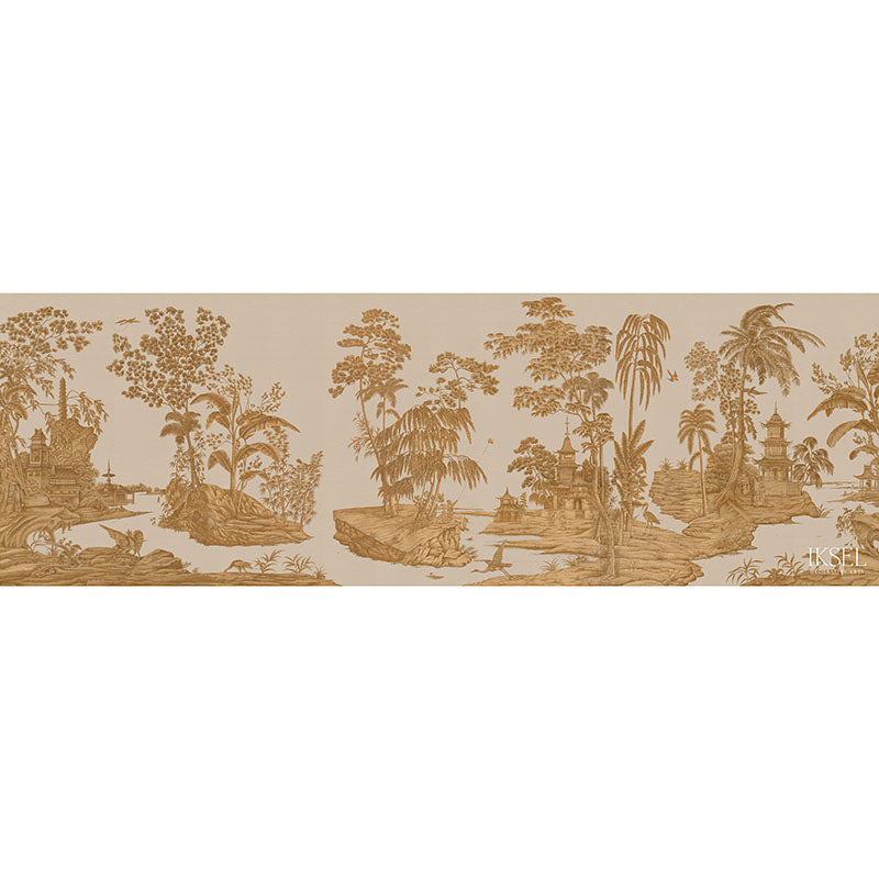 Schumacher Exotic Chinoiserie Biscuit Wallpaper Sample IK2800
