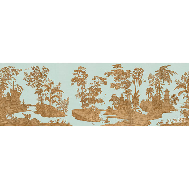 Schumacher Exotic Chinoiserie Cloud Blue Wallpaper Sample IK2801