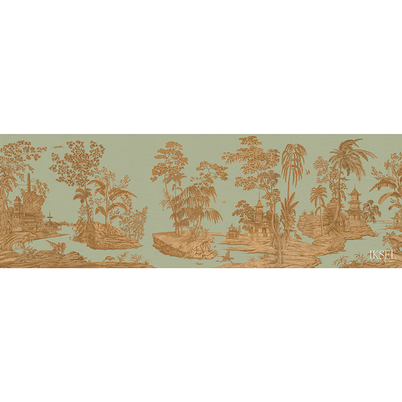 Schumacher Exotic Chinoiserie Sage Green Wallpaper Sample IK2802