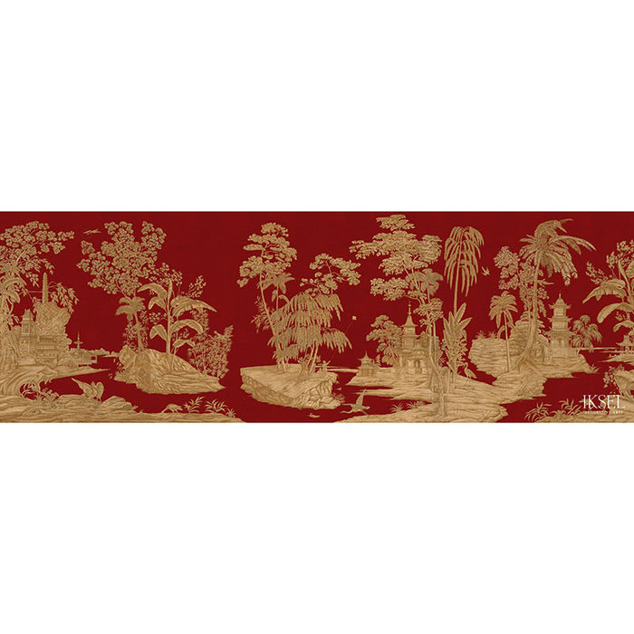 Schumacher Exotic Chinoiserie Coral Wallpaper Sample IK2803